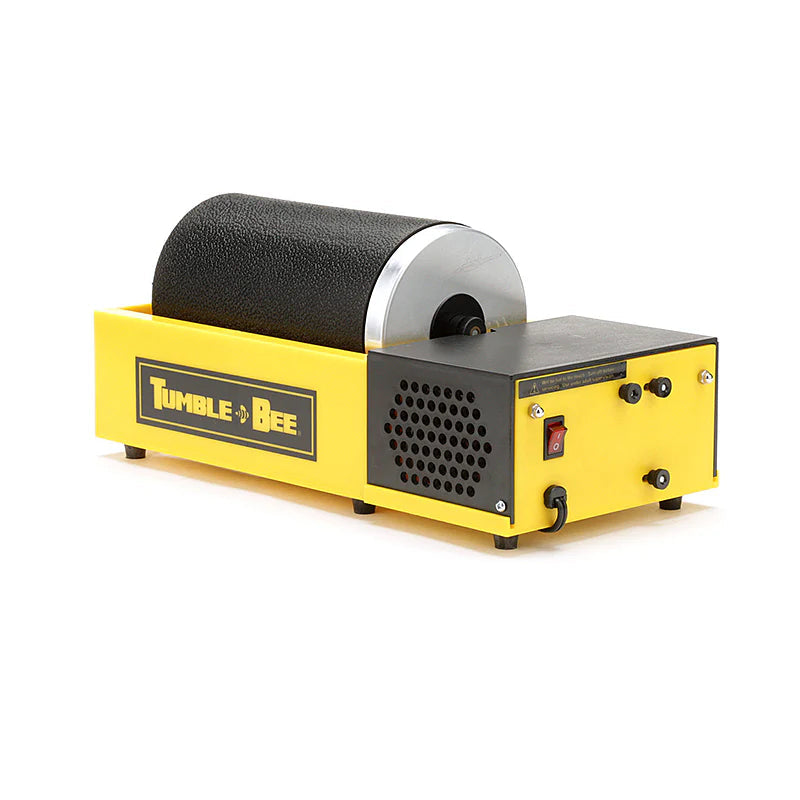 yellow tumble bee professional rock tumbler or rock polisher with one black 1x4 barrel