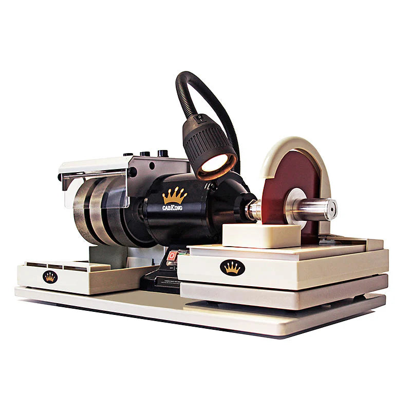 front right side corner view cabking 6 cabbing machine with trim saw attachment with overhead LED light on