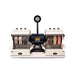 front view of cabking cabbing machine with 6 wheels, a splash guard, overhead LED lamp, and water spout for each wheel.
