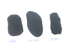 Three different grades of grit for lapping in lapidary on a white background