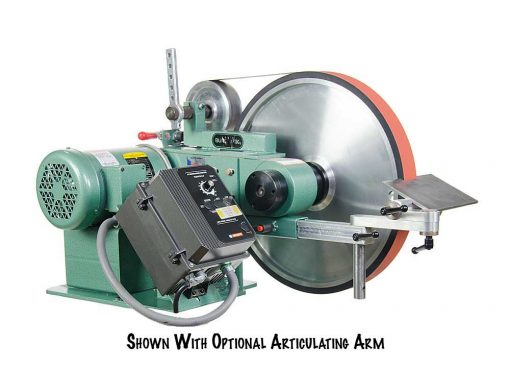 side view of burr king belt grinder with optional articulating arm