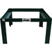 close up of green metal stand for covington flat lap machines