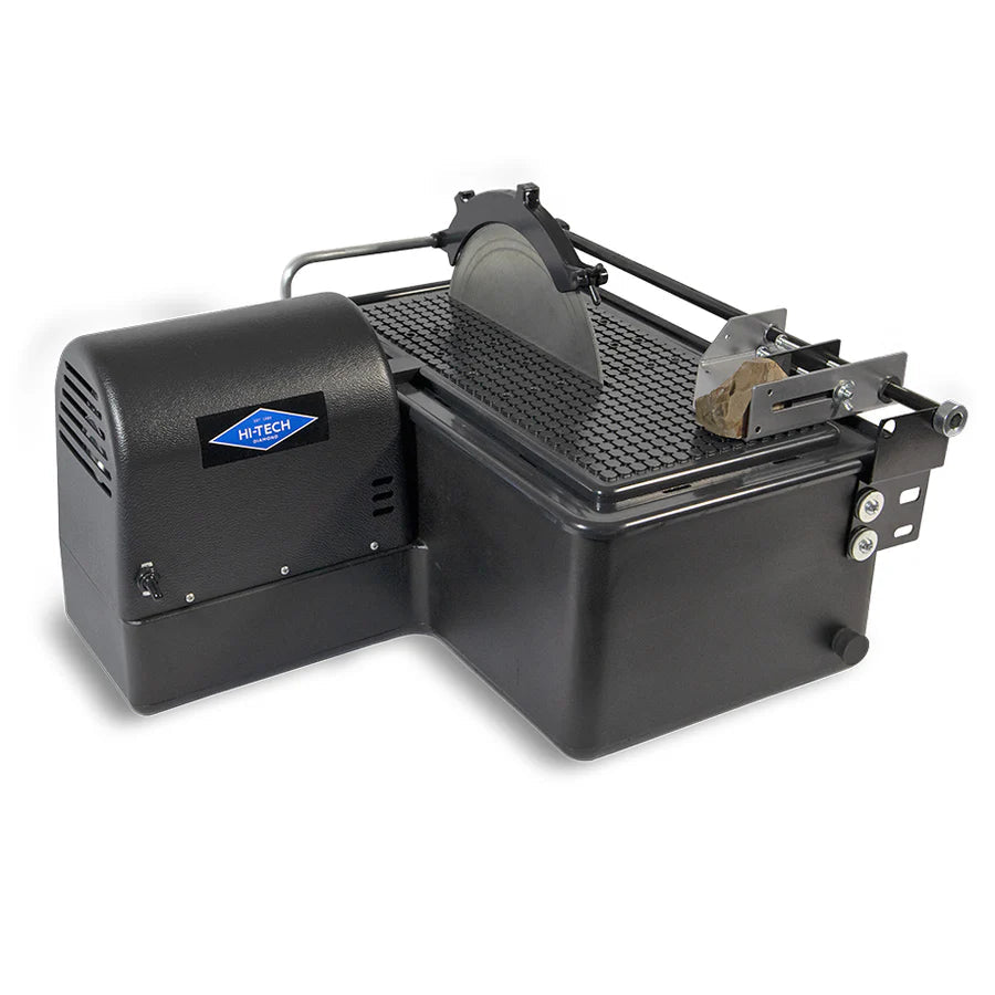 corner angle view of Hi tech 10 inch saw with vise in black color