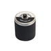 black circle bucket with screw on silver lid for rock tumbling