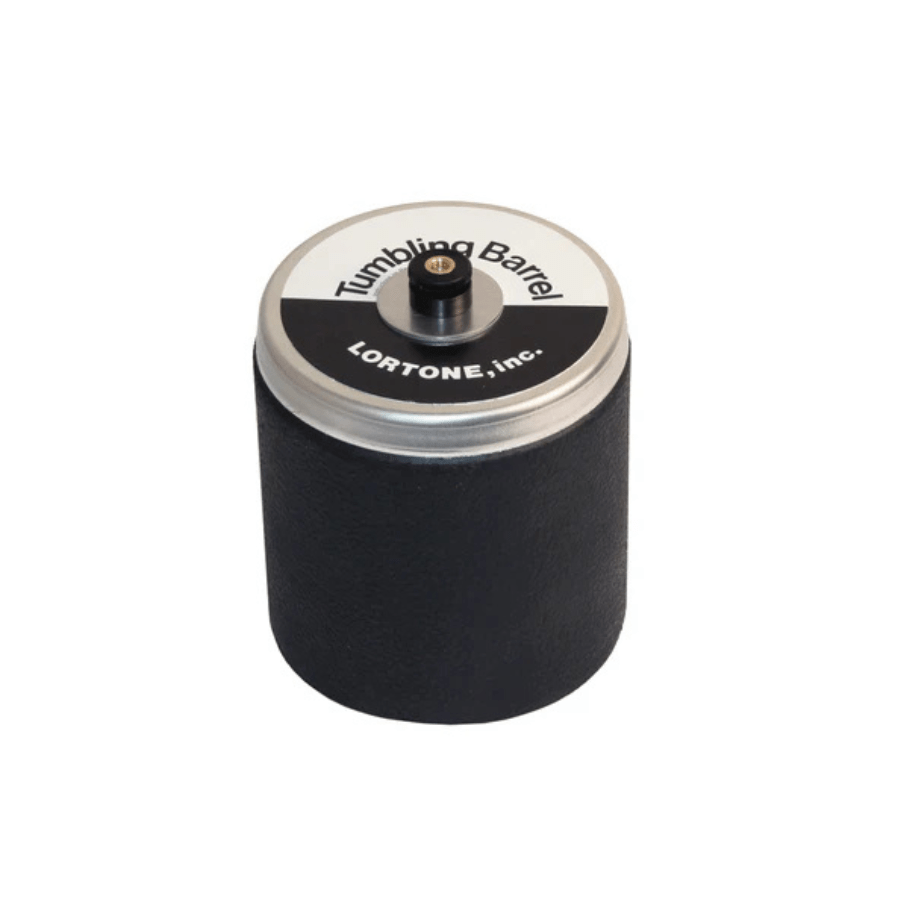 black circle bucket with screw on silver lid for rock tumbling